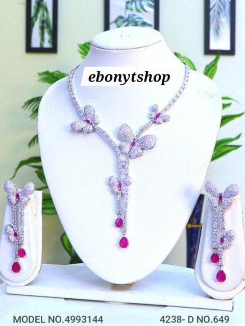 Fuchsia Floral Jewelry Set
