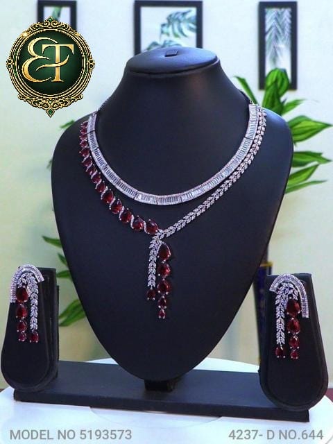 Ruby Wine Multi-Tier Necklace & Dangle Earrings Set