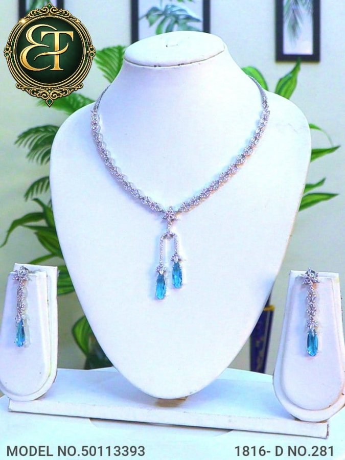 Sky Elegance Blue Drop Necklace & Earrings Set
